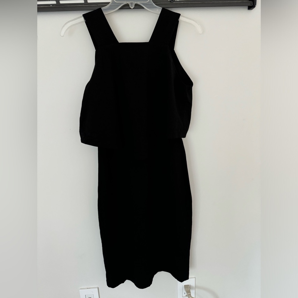 SALE $325 NWT Theory LANDALE Linen Blend Dress Sz 00  Black Layered Style